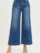 Risen Triple Threat High Rise Wide Leg Crop Jeans Buttons-Women's Jeans-Shop Z & Joxa
