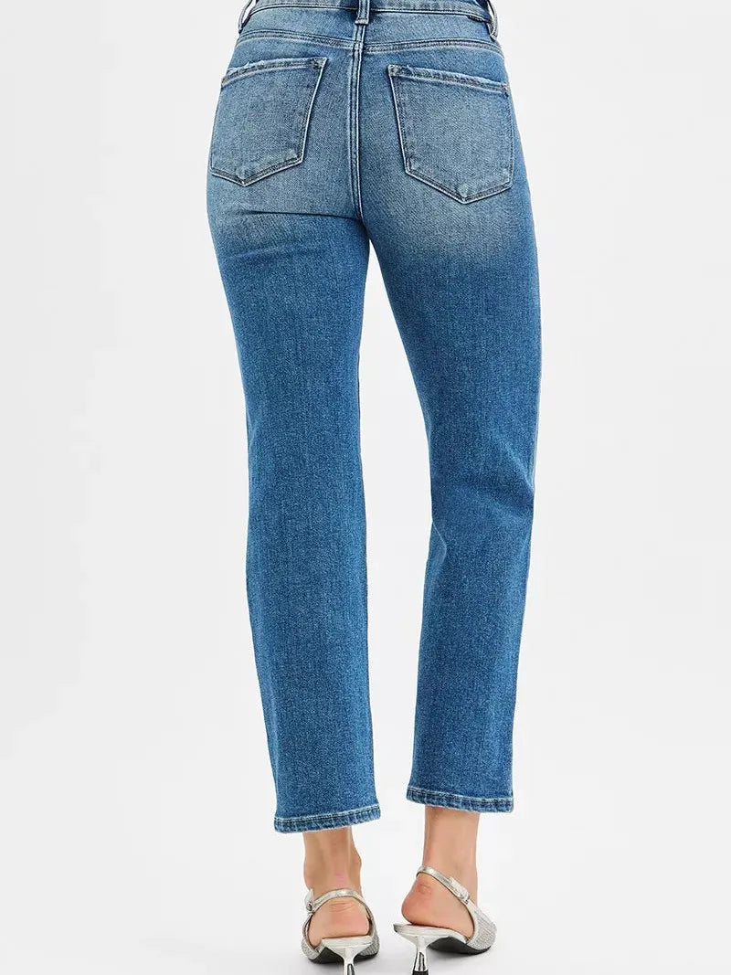 Risen Twilight Haze Tummy Control High Rise Cropped Jeans-Women's Jeans-Shop Z & Joxa