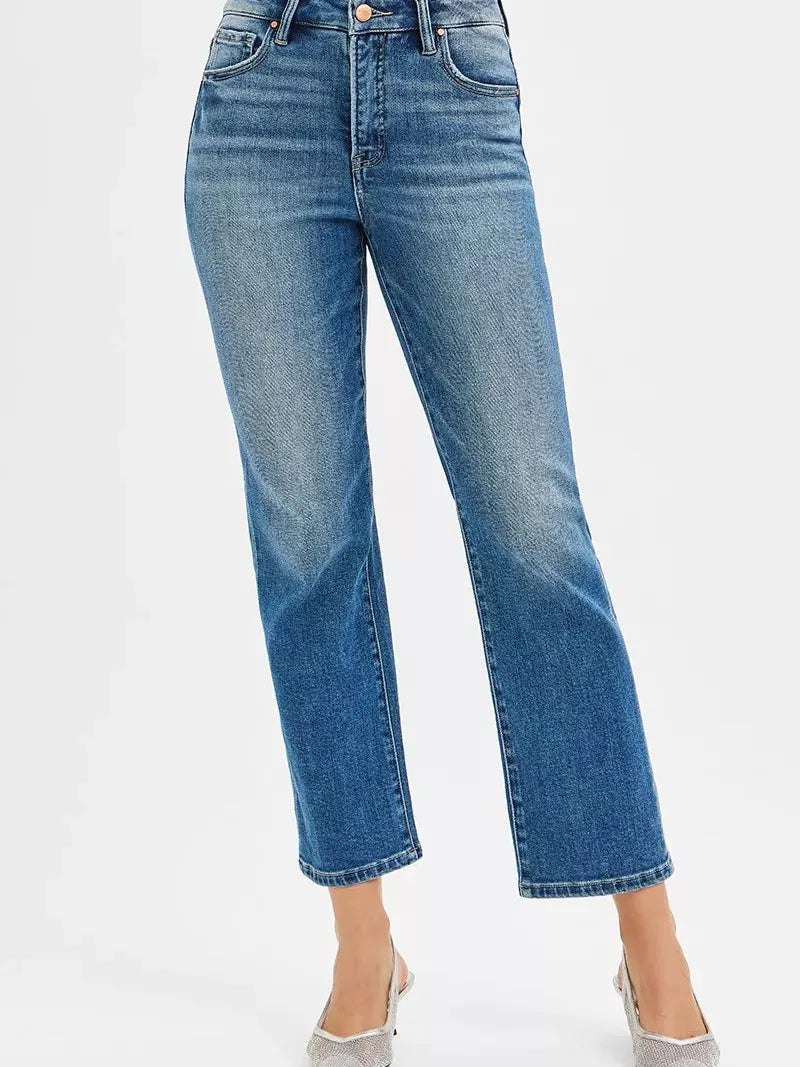 Risen Twilight Haze Tummy Control High Rise Cropped Jeans-Women's Jeans-Shop Z & Joxa