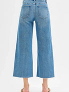 Risen Twist and Turn Tummy Control Mid Rise Crop Wide Front Slit Jeans-Women's Jeans-Shop Z & Joxa