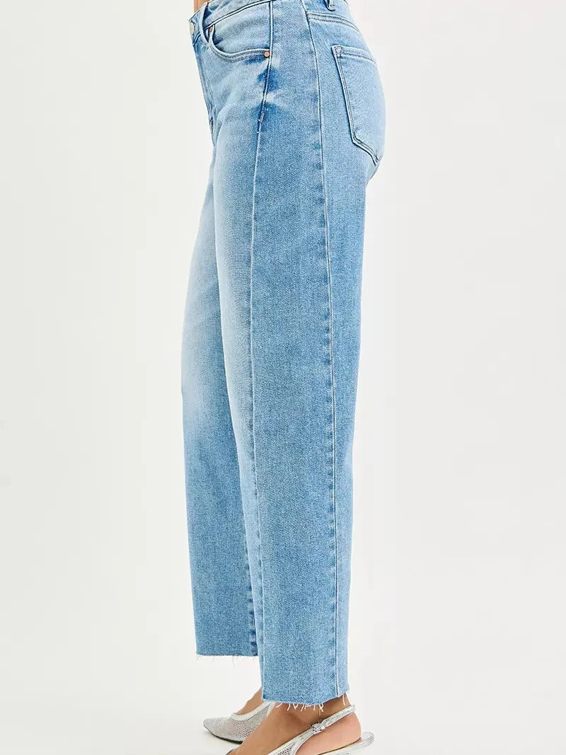 Risen Urban Arc Cropped Barrel Slouch Jeans with Curved Side Seam-Women's Jeans-Shop Z & Joxa