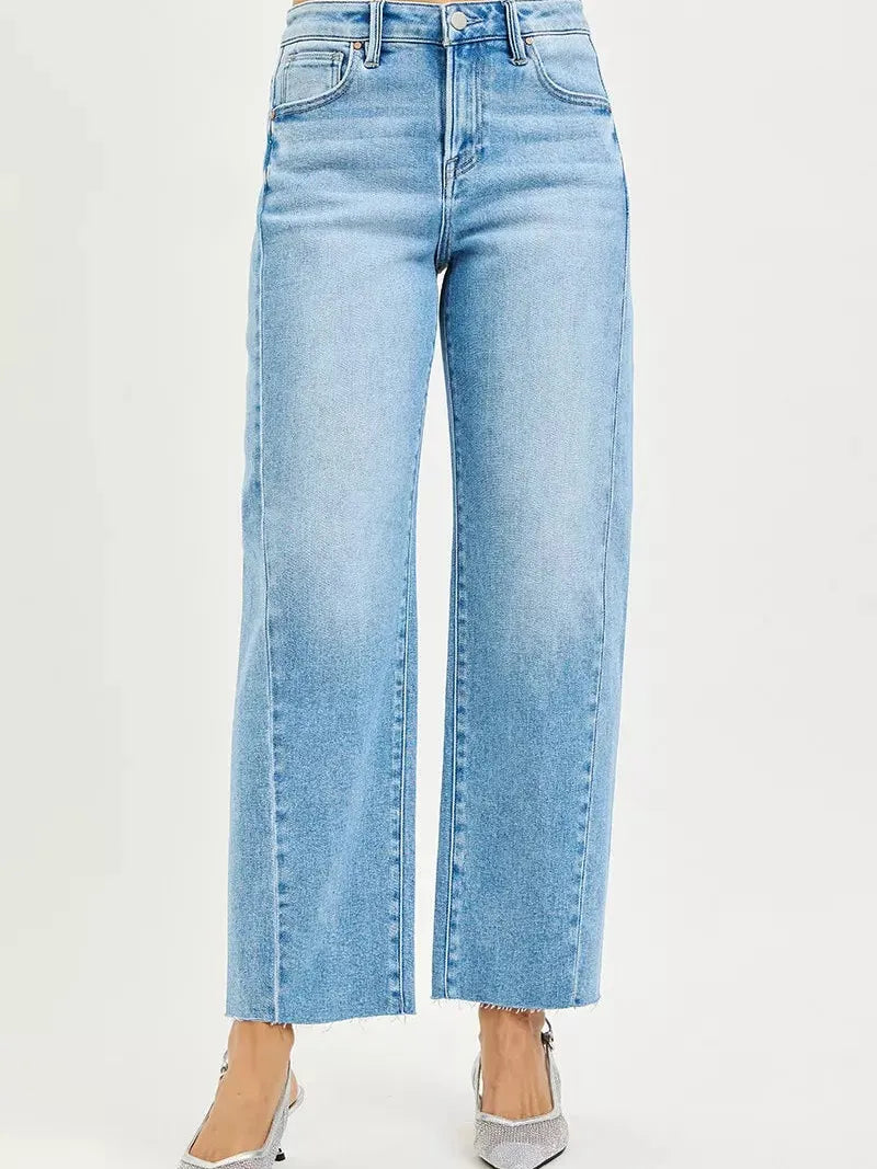 Risen Urban Arc Cropped Barrel Slouch Jeans with Curved Side Seam-Women's Jeans-Shop Z & Joxa