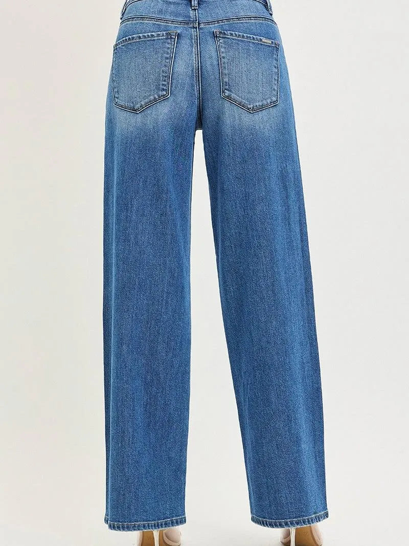 Risen Urban Bamboo Slouchy Baggy Wide Leg Jeans Medium Stone-Women's Jeans-Shop Z & Joxa