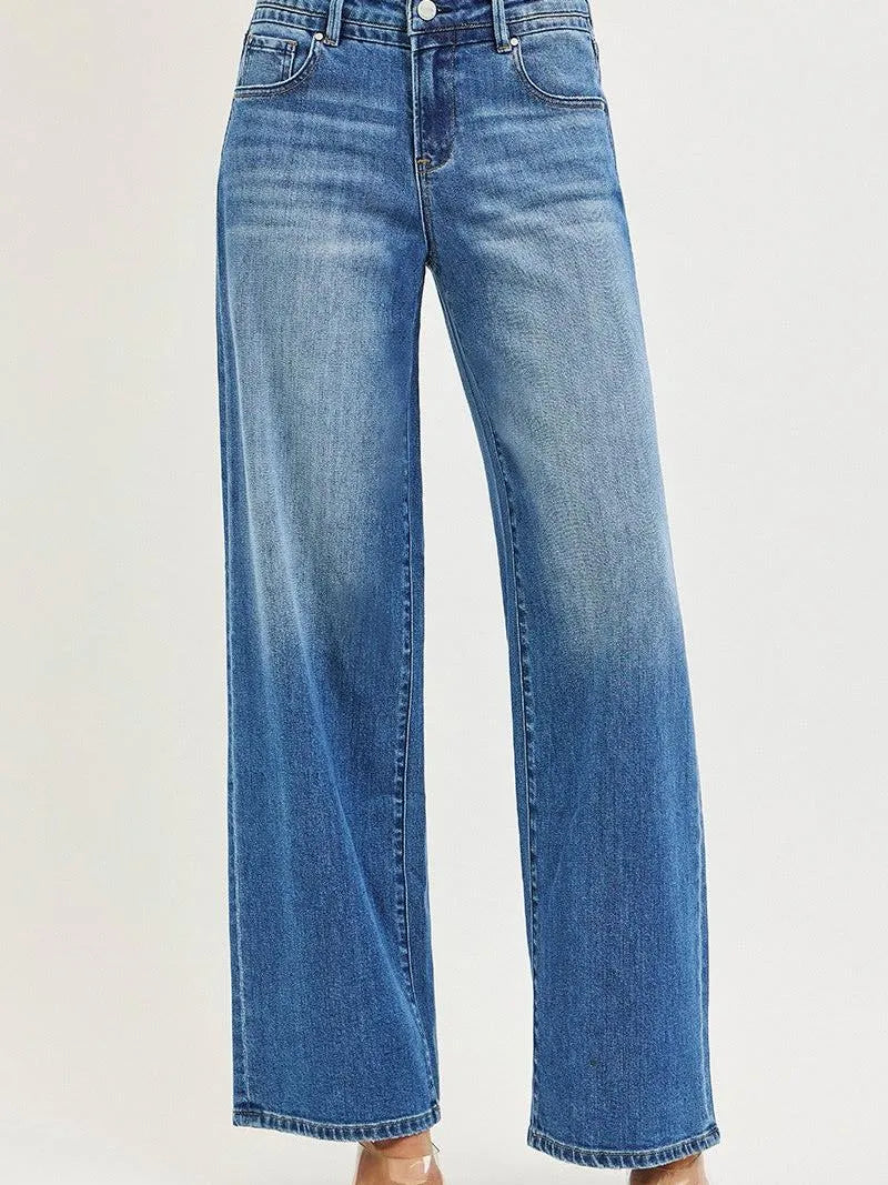 Risen Urban Bamboo Slouchy Baggy Wide Leg Jeans Medium Stone-Women's Jeans-Shop Z & Joxa