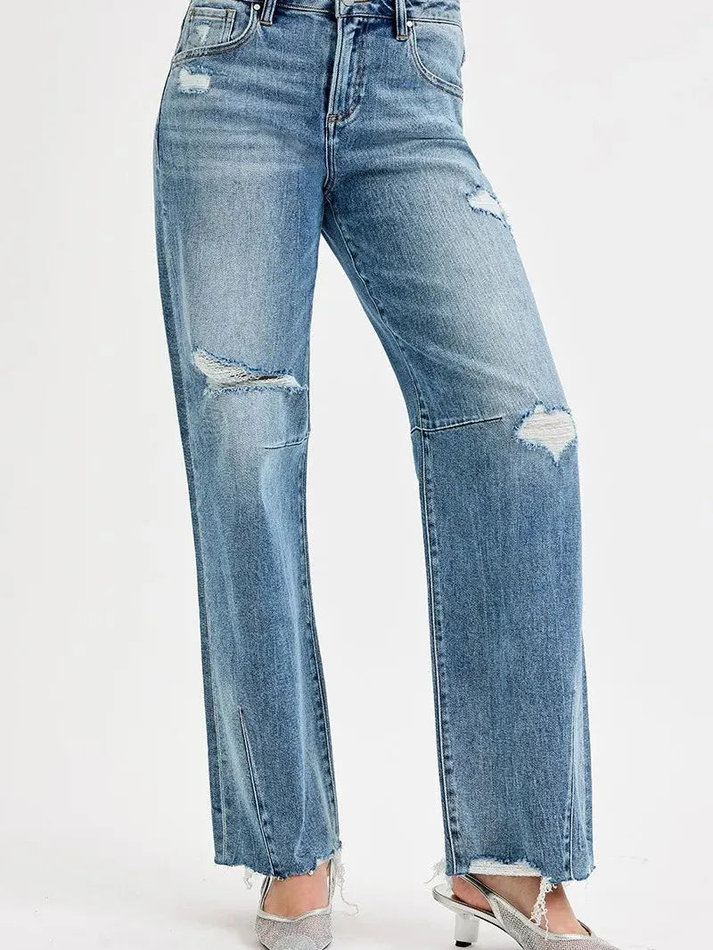 Risen Urban Flow Wide Leg Mid-Rise Jeans-Women's Jeans-Shop Z & Joxa