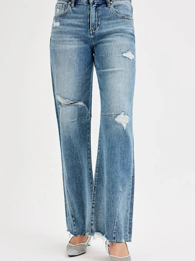 Risen Urban Flow Wide Leg Mid-Rise Jeans-Women's Jeans-Shop Z & Joxa