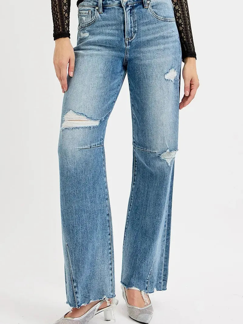 Risen Urban Flow Wide Leg Mid-Rise Jeans-Women's Jeans-Shop Z & Joxa