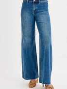Risen UrbanWave High Waist Wide Leg Jeans in Medium Stone-Women's Jeans-Shop Z & Joxa