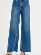 Risen UrbanWave High Waist Wide Leg Jeans in Medium Stone-Women's Jeans-Shop Z & Joxa