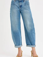 Risen Vintage Mid-rise Roll-Up Barrel Jeans-Women's Jeans-Shop Z & Joxa