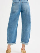 Risen Vintage Mid-rise Roll-Up Barrel Jeans-Women's Jeans-Shop Z & Joxa