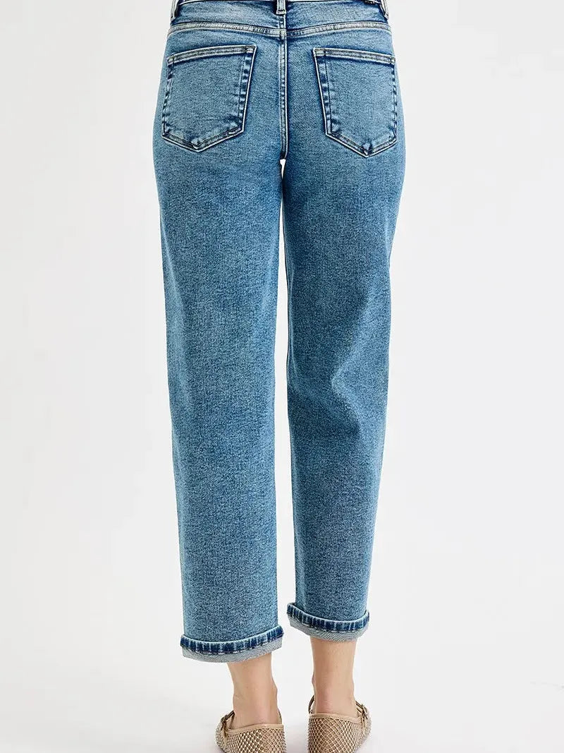 Risen Vintage Vibe High-Rise Crop Boyfriend Jeans-Women's Jeans-Shop Z & Joxa