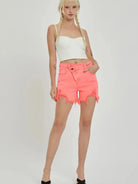 Risen Waist Not, Want Knot Raw Hem Asymmetrical Denim Shorts-Women's Shorts-Shop Z & Joxa