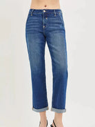 Risen Weekend Crush Slouchy Cropped Boyfriend Jeans with Cuffs-Women's Jeans-Shop Z & Joxa
