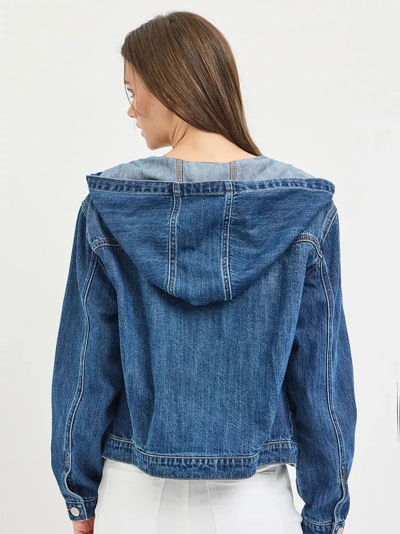 Risen Weekend Layer Basic Denim Jacket with Hoodie-Coats & Jackets-Shop Z & Joxa