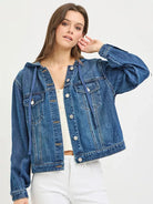 Risen Weekend Layer Basic Denim Jacket with Hoodie-Coats & Jackets-Shop Z & Joxa
