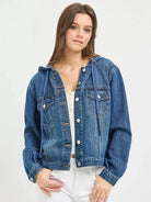 Risen Weekend Layer Basic Denim Jacket with Hoodie-Coats & Jackets-Shop Z & Joxa