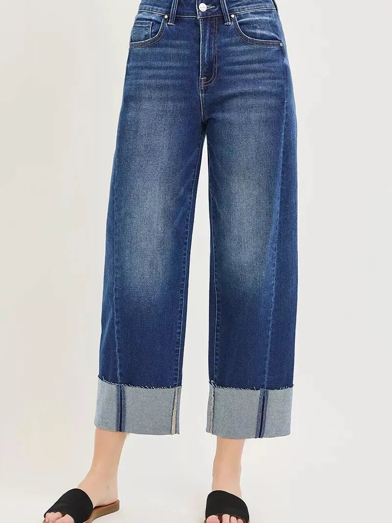 Risen Weekend Muse Slouchy Barrel Cuffed Crop Jeans-Women's Jeans-Shop Z & Joxa