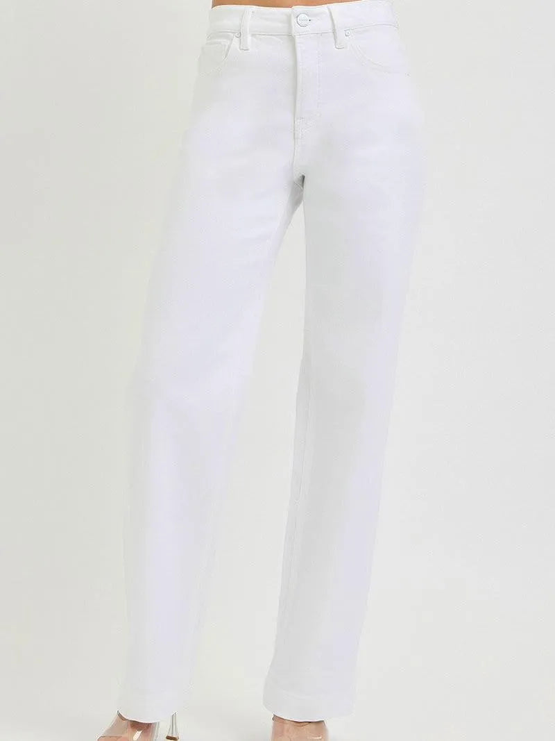 Risen White Drift High Rise Wide Leg Baggy Jeans-Women's Jeans-Shop Z & Joxa