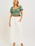 Risen Wide Awake High Rise Ankle Wide Pants in Cream-Women's Jeans-Shop Z & Joxa