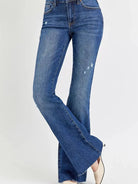Risen Wild Spirit Mid Rise Distressed Flare Jeans-Women's Jeans-Shop Z & Joxa