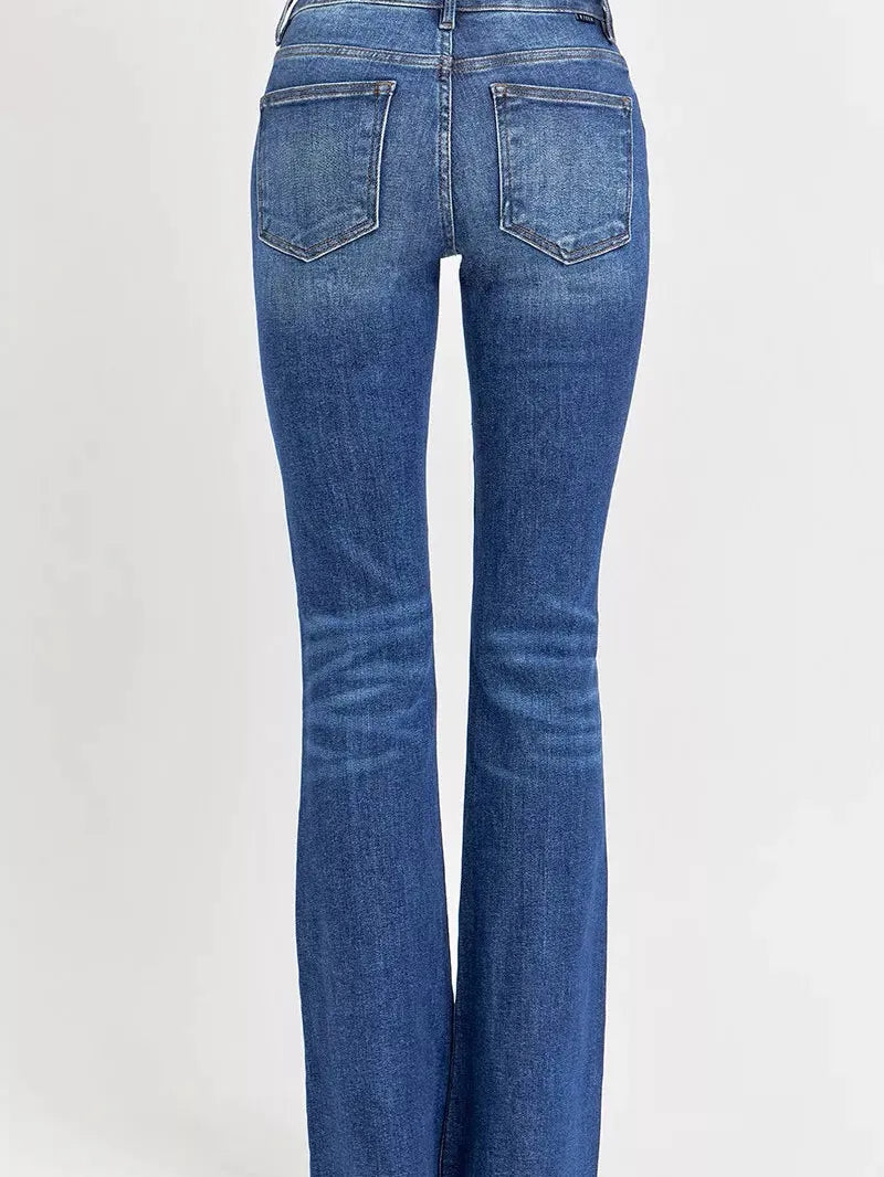 Risen Wild Spirit Mid Rise Distressed Flare Jeans-Women's Jeans-Shop Z & Joxa