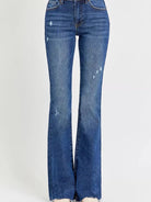 Risen Wild Spirit Mid Rise Distressed Flare Jeans-Women's Jeans-Shop Z & Joxa