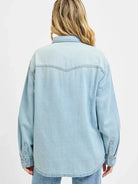 Risen Wild West Western Yoke Relaxed Fit Denim Shirt-Women's Clothing-Shop Z & Joxa
