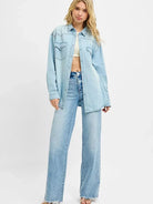 Risen Wild West Western Yoke Relaxed Fit Denim Shirt-Women's Clothing-Shop Z & Joxa