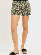 Risen Wild Whisper High Rise Leopard Shorts with Black Waistband-Women's Shorts-Shop Z & Joxa