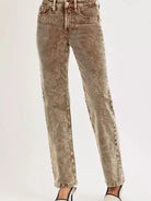 Risen Wildwood Tummy Control Mid Rise Corduroy Pants Driftwood-Women's Pants-Shop Z & Joxa