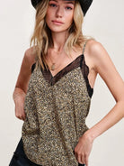 Roam Free Leopard Print Lace Trim Camisole-Women's Shirts & Tops-Shop Z & Joxa