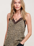 Roam Free Leopard Print Lace Trim Camisole-Women's Shirts & Tops-Shop Z & Joxa