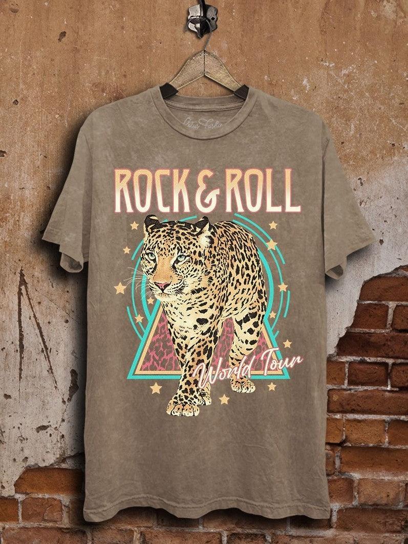 Rock & Roll World Tour Tiger Graphic T-Shirt-Women's Clothing-Shop Z & Joxa