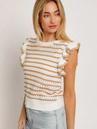 Ruffle Me Up Round Neck Striped Knit Top-Women's Clothing-Shop Z & Joxa