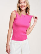 Ruffled Rib Knit Sleeveless Top-Women's Clothing-Shop Z & Joxa