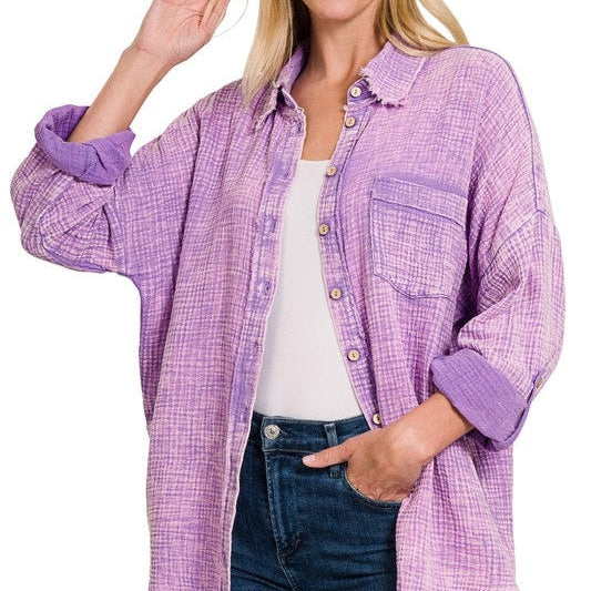Rugged Comfort Light Weight Double Gauze Button Down Shirt-Women's Clothing-Shop Z & Joxa