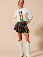 SO ME Let the Sparkle Sparkle Sequin Checker Mardi Gras Mini Skirt-Women's Skirts & Skorts-Shop Z & Joxa