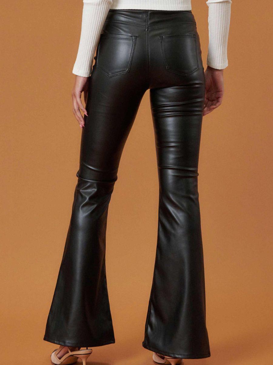 Sassy Girl Vegan Leather Flared Pants-Women's Clothing-Shop Z & Joxa