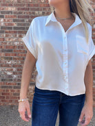 Satin Touch Boxy Button Down Blouse-Women's Clothing-Shop Z & Joxa