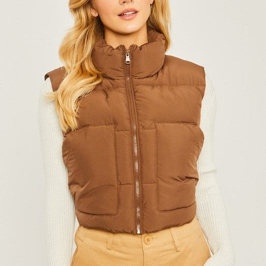 Say Yes to the Vest Puffer Vest With Pockets-Women's Clothing-Shop Z & Joxa