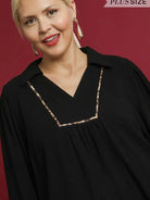 Scallop Chic Black Linen Long Sleeve Blouse by Umgee-Women's Shirts & Tops-Shop Z & Joxa