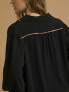 Scallop Chic Black Linen Long Sleeve Blouse by Umgee-Women's Shirts & Tops-Shop Z & Joxa