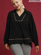 Scallop Chic Black Linen Long Sleeve Blouse by Umgee-Women's Shirts & Tops-Shop Z & Joxa