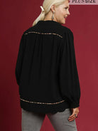 Scallop Chic Black Linen Long Sleeve Blouse by Umgee-Women's Shirts & Tops-Shop Z & Joxa