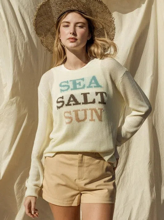 Sea Salt Sun Round Neck Long Sleeve Graphic Sweater-Women's Clothing-Shop Z & Joxa