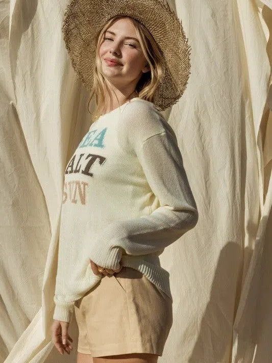 Sea Salt Sun Round Neck Long Sleeve Graphic Sweater-Women's Clothing-Shop Z & Joxa