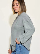 Seam It Up Ribbed Round Neck Long Sleeve Shirt By Basic Bae-Women's Shirts & Tops-Shop Z & Joxa