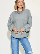 Seam It Up Ribbed Round Neck Long Sleeve Shirt By Basic Bae-Women's Shirts & Tops-Shop Z & Joxa