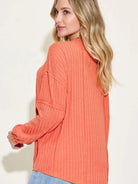 Seam It Up Ribbed Round Neck Long Sleeve Shirt By Basic Bae-Women's Shirts & Tops-Shop Z & Joxa